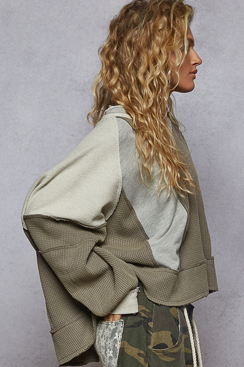 Grey Multi Frayed Edge Top