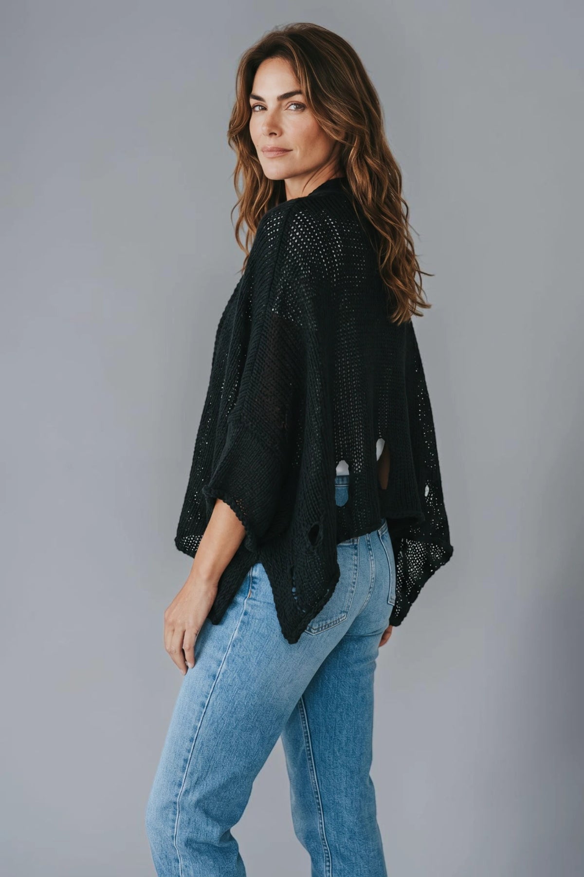 Midnight Open-Knit Sweater