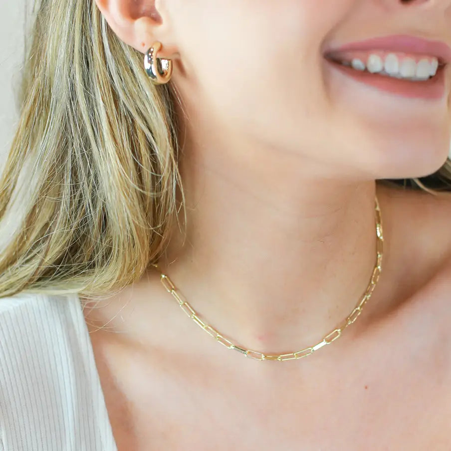 Chain (Paperclip) Layering Necklace in Gold