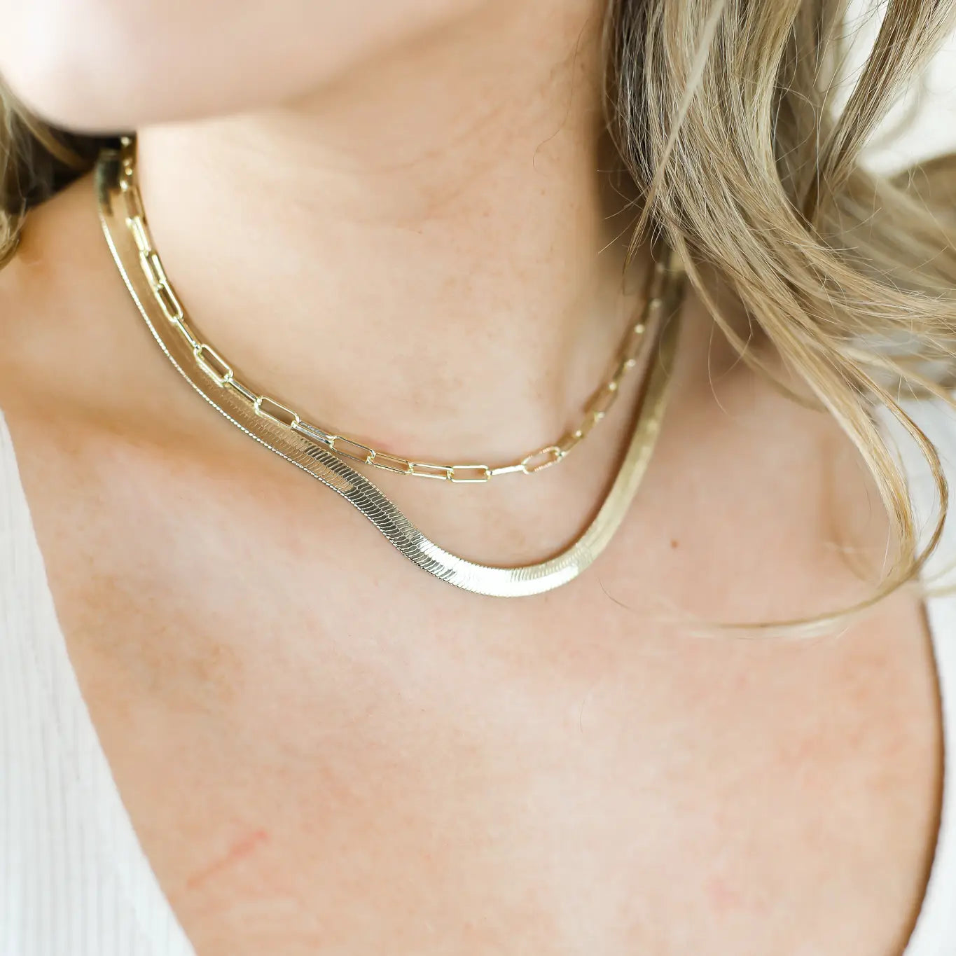Chain (Paperclip) Layering Necklace in Gold