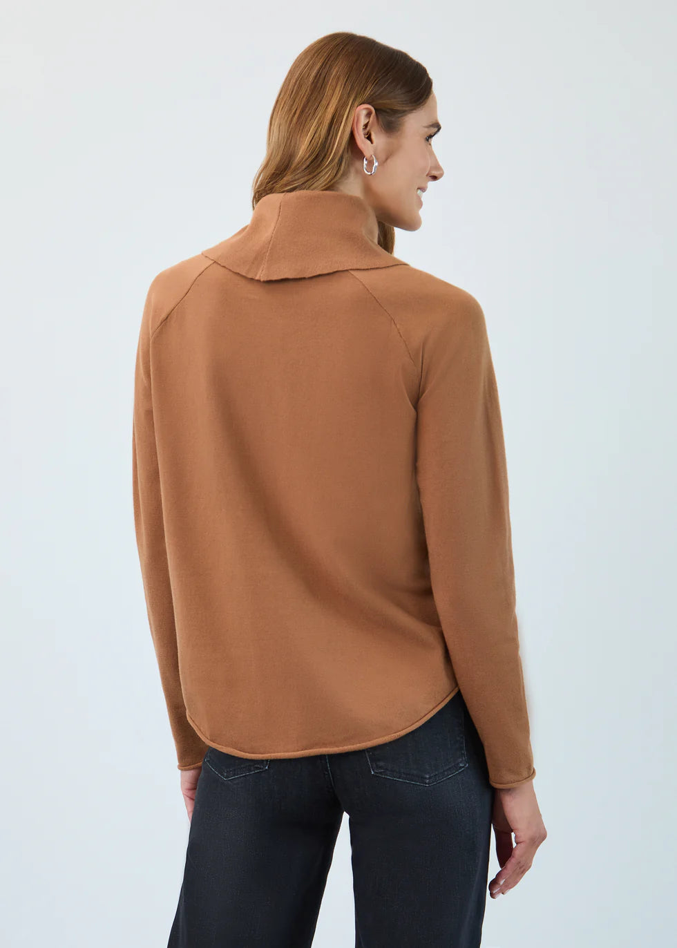 Cowl Neck Sweater, Bronze Caramel
