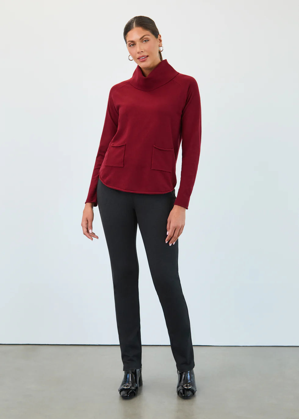 Cowl Neck Sweater, Scarlet