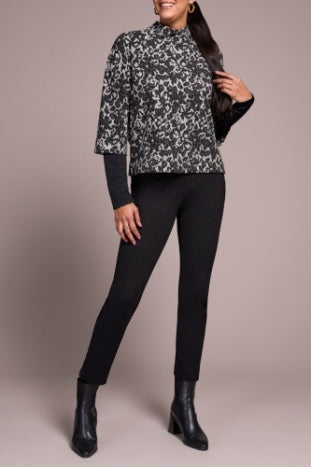 Textured High-Neck Jacquard Top