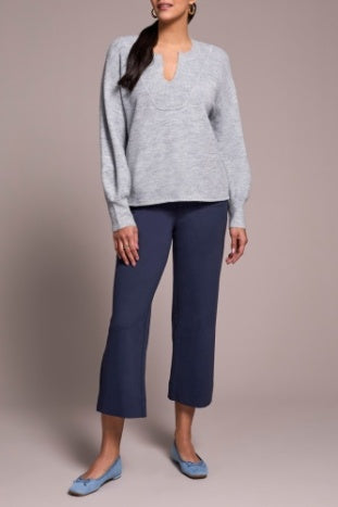 Soft Knit Split-Neck Pullover