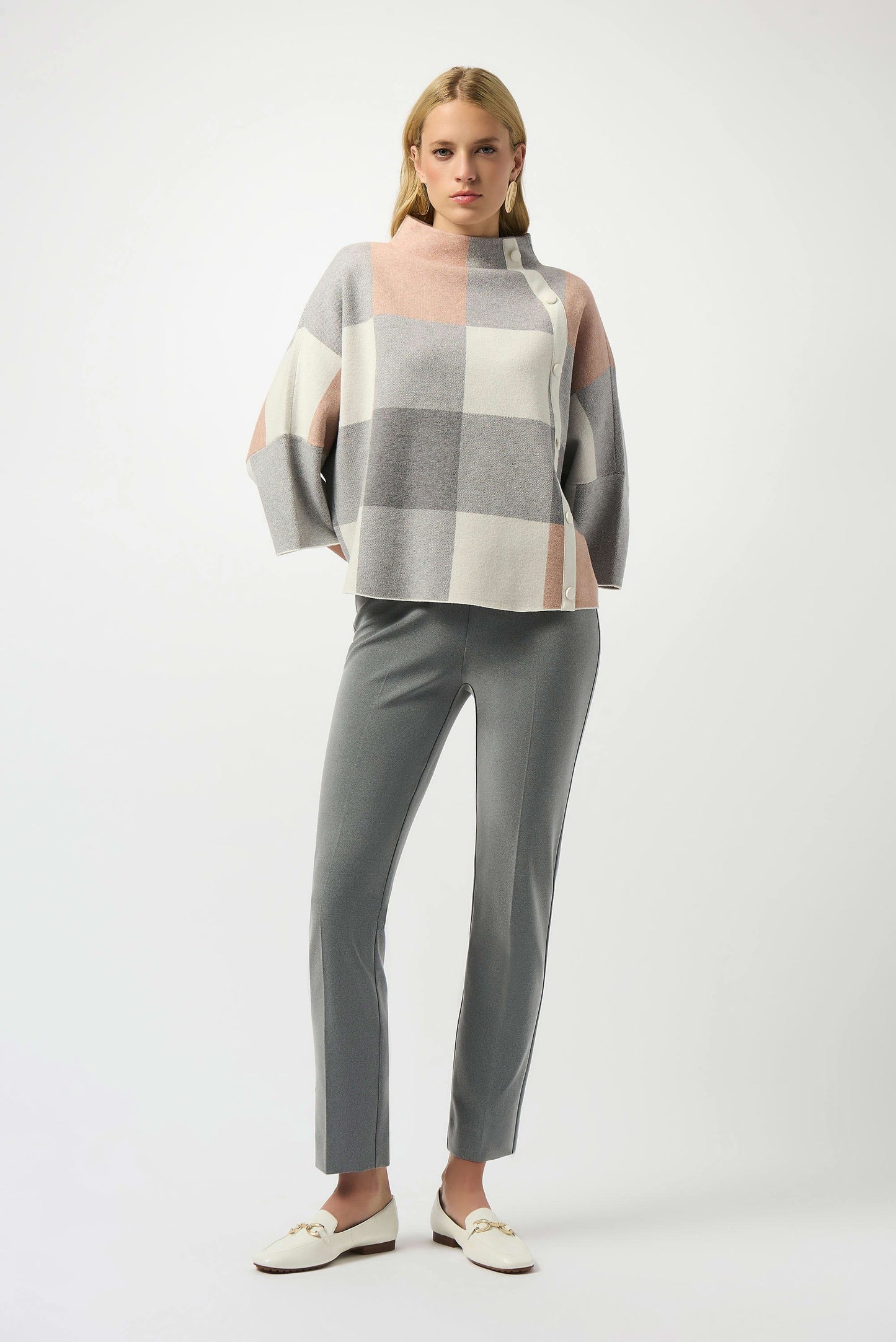 Plaid Jacquard Sweater Knit Top