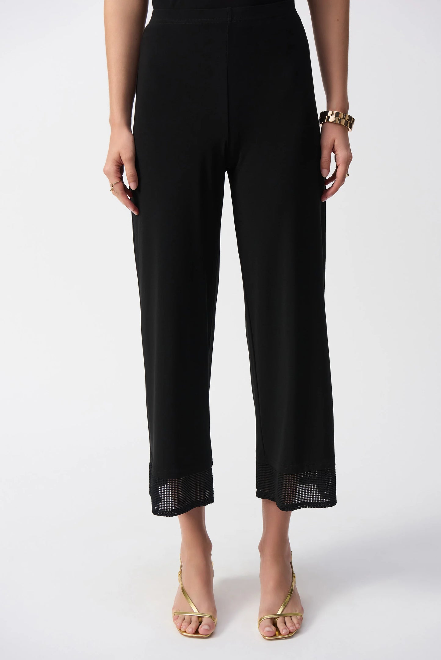 Silky Knit Culotte Pants With Mesh Detail