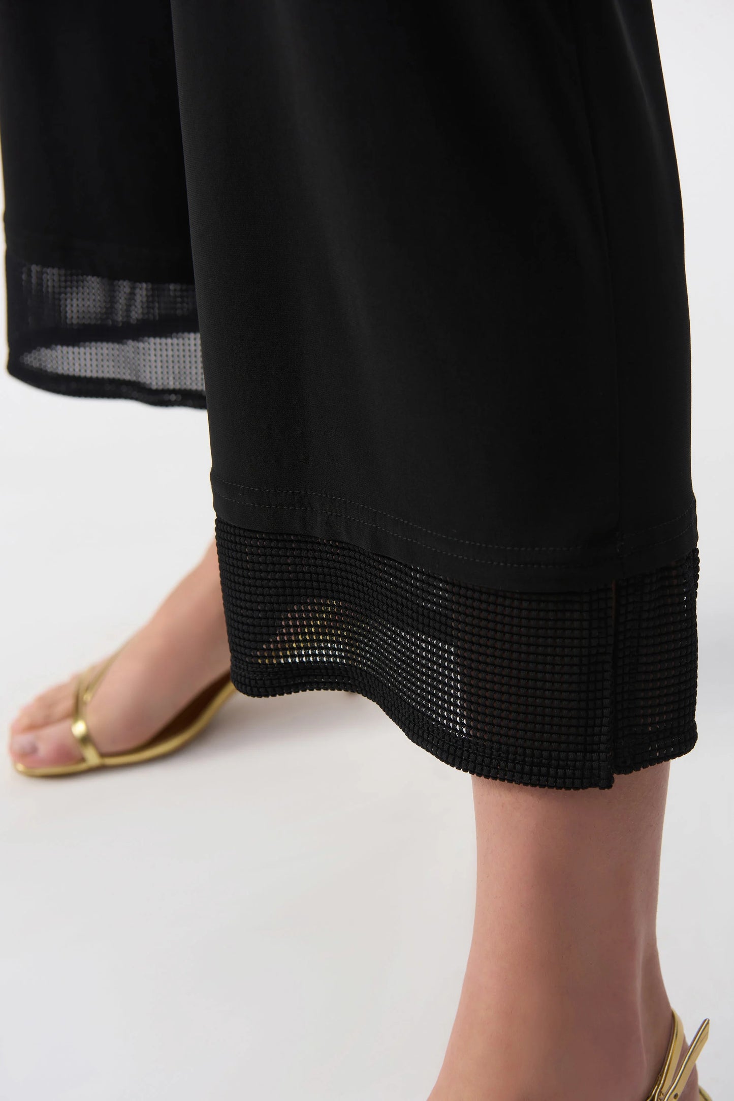 Silky Knit Culotte Pants With Mesh Detail