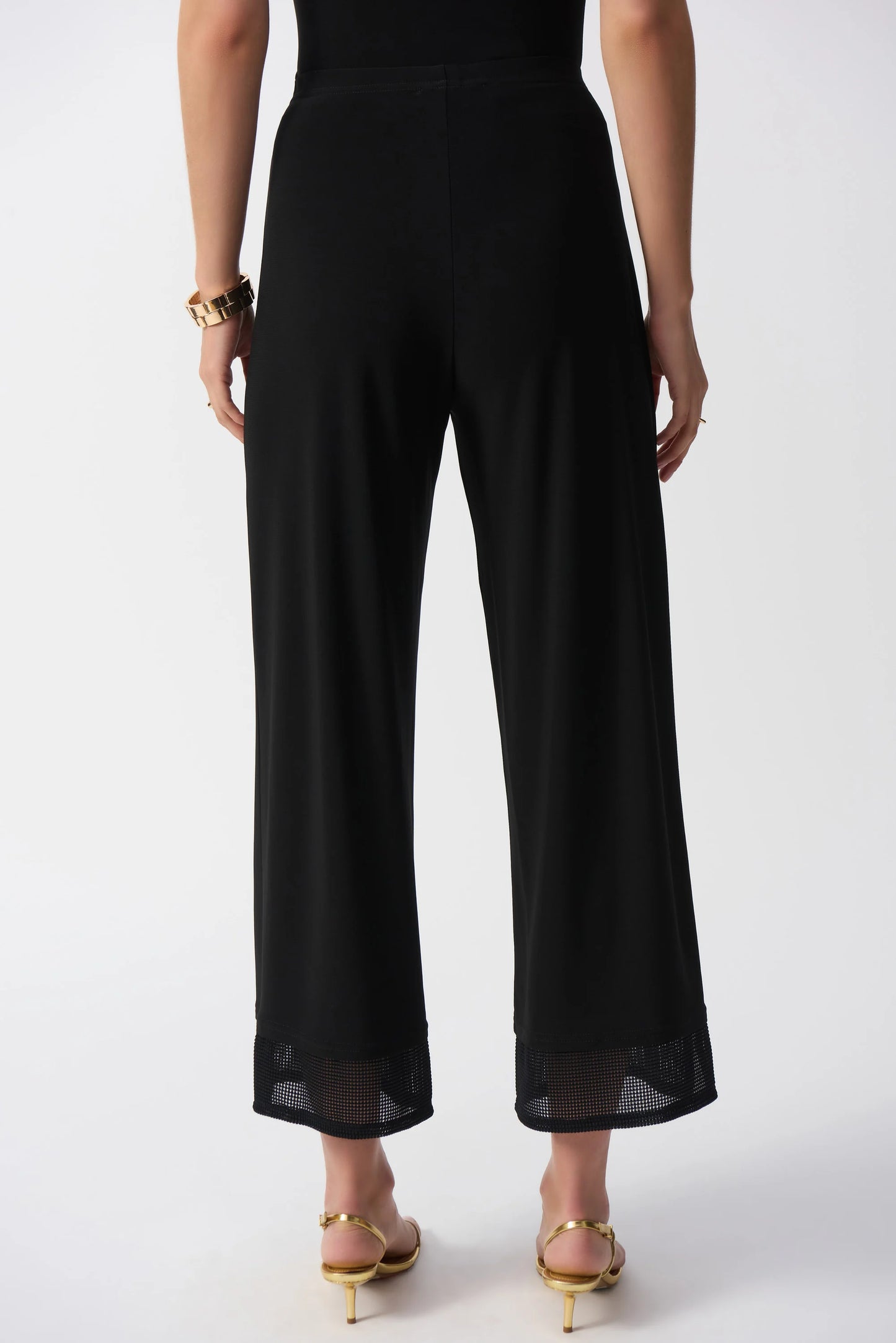 Silky Knit Culotte Pants With Mesh Detail
