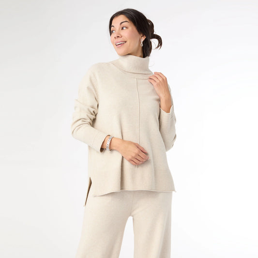 Heavenly-Luxe Cowl Neck with Rib Trim Detail Oatmeal