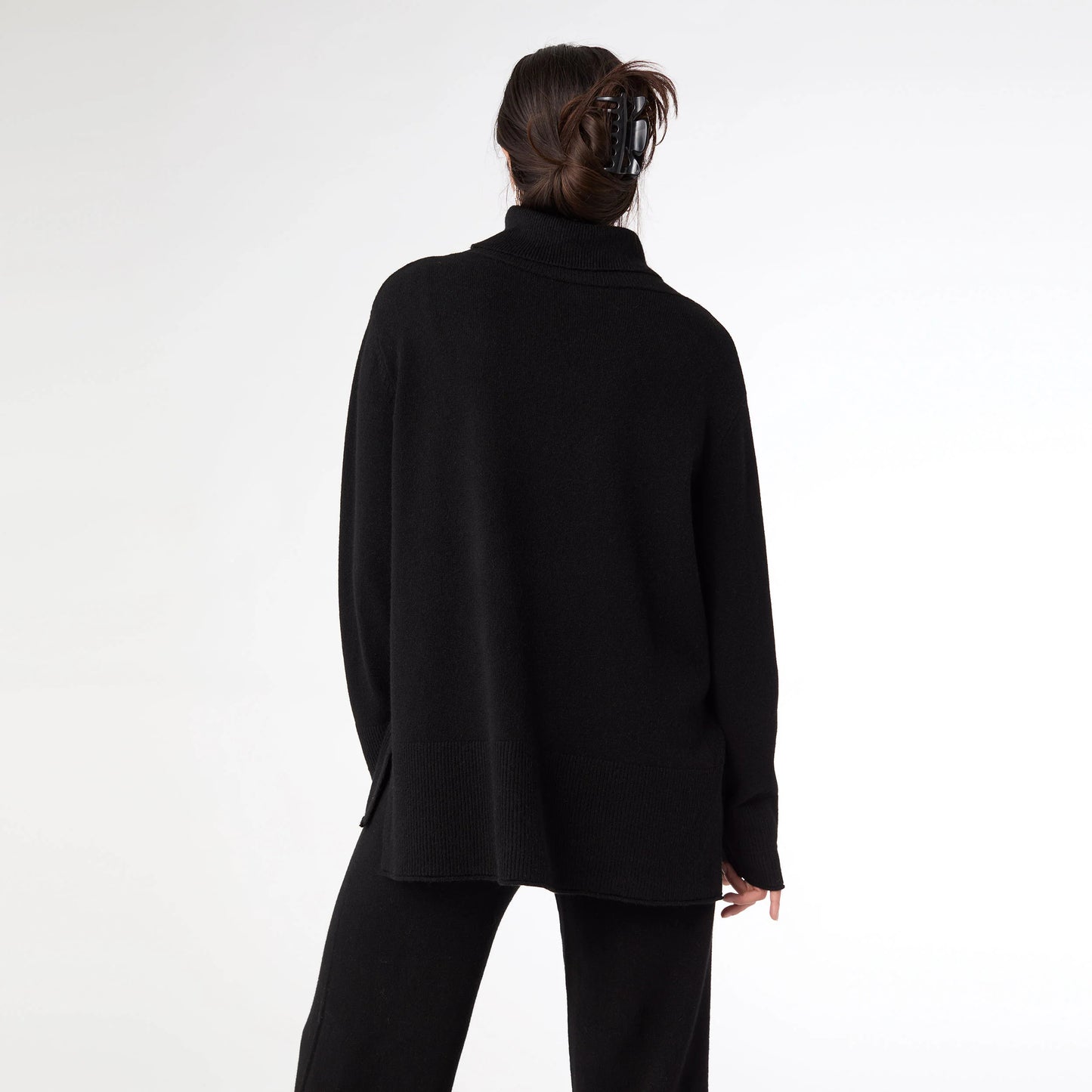 Heavenly-Luxe Cowl Neck with Rib Trim Detail Black