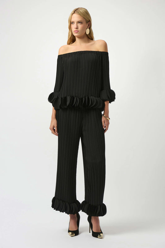 Georgette Wide Leg Pleated Pants