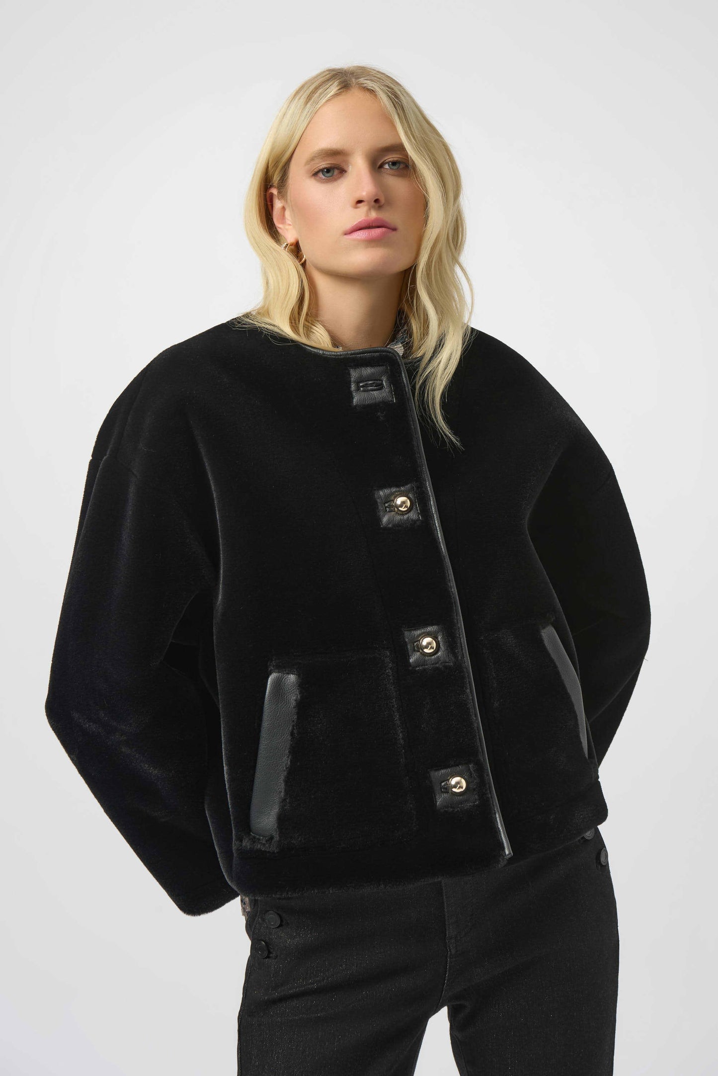 Bonded Faux Fur Boxy Jacket
