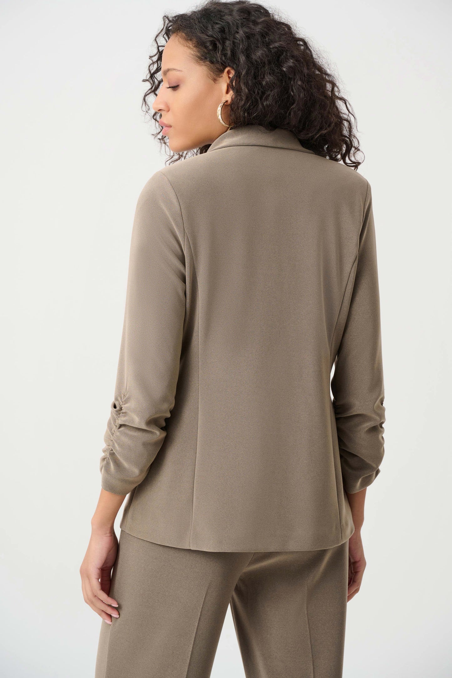 Melange Silky Knit Straight Blazer Taupe
