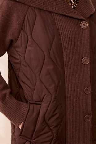 Mixed Media Quilted Jacket Hickory