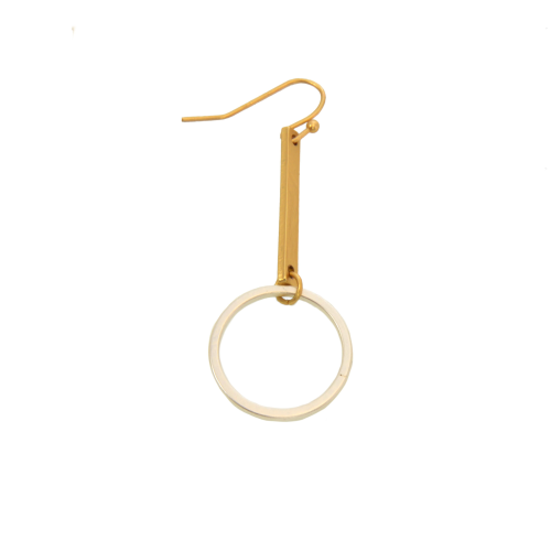 Mixed Metal Bar Ring Fishhook Earrings