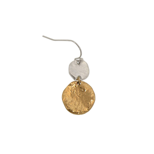 MIxed Metal Double Disc Dangle Fishhook Earrings