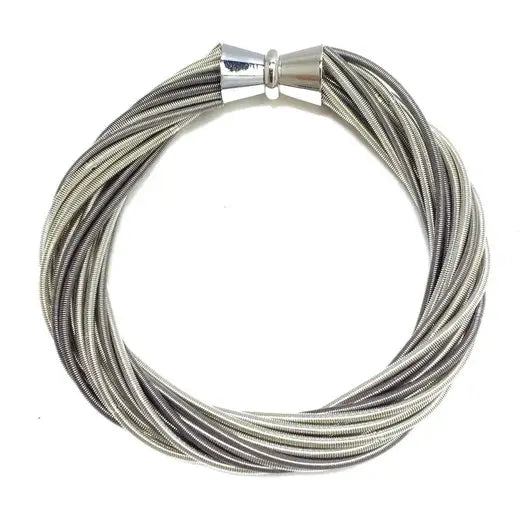 Silver and Slate Twist Bracelet with Magnetic Clasp