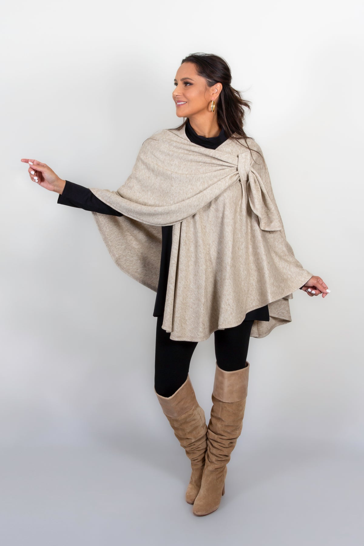 Oyster Open Wrap Poncho Cape