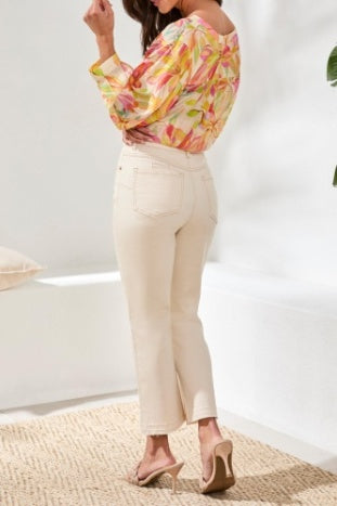 SOPHIA CURVY MICRO FLARE CROP JEANS-ECRU