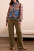 Denim-Trimmed Woven Patch Pocket Jacket