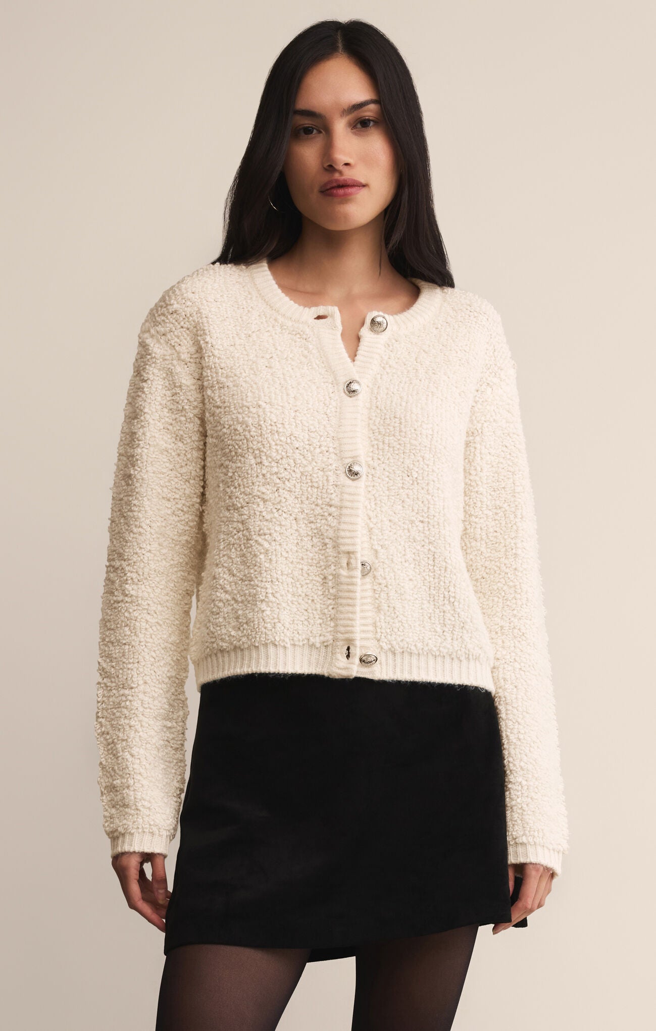 MAXIE FLUFFY CARDIGAN WARM WHITE