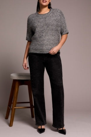Chunky Knit Short-Sleeve Sweater