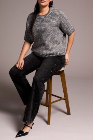 Chunky Knit Short-Sleeve Sweater