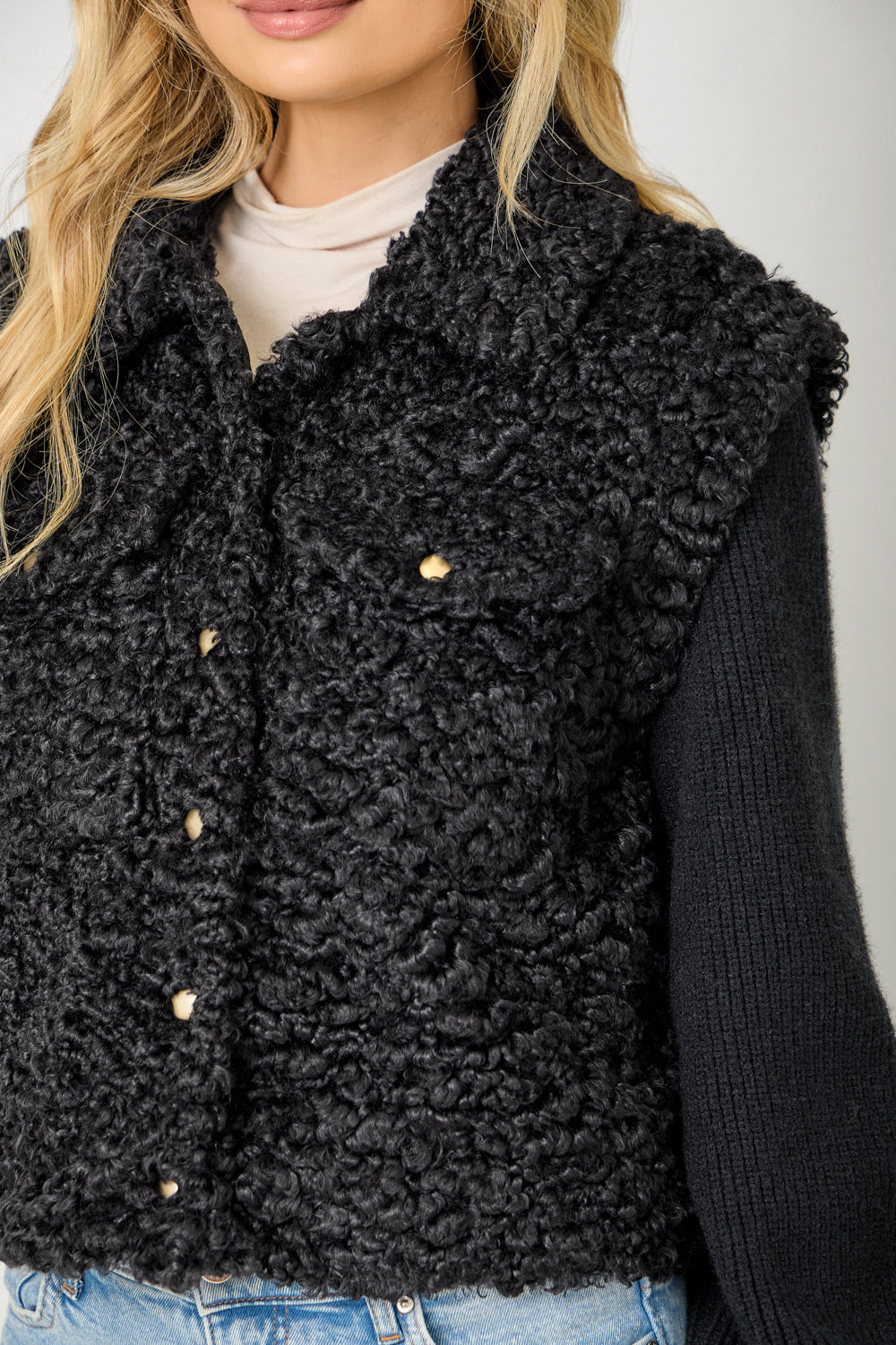 MIXED MEDIA SWEATER JACKET