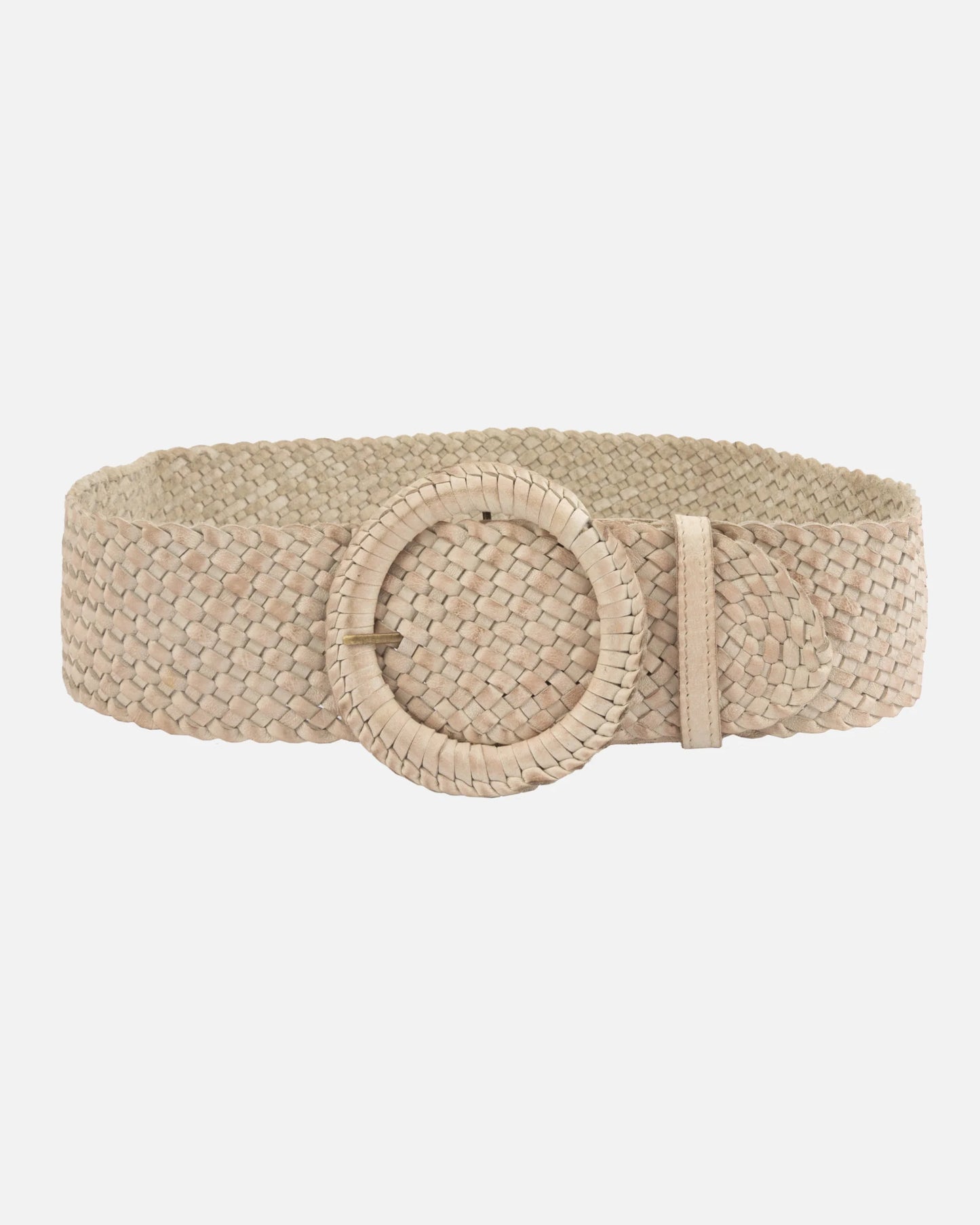Farah | Wide Woven Leather Belt - Winter White