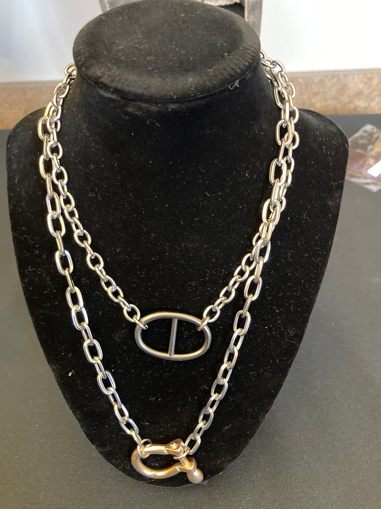 Layered Necklace With Gold Horseshoe