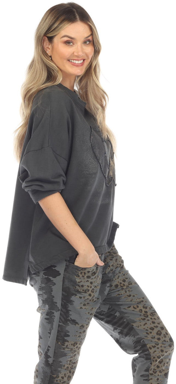 Charcoal Embellished Top
