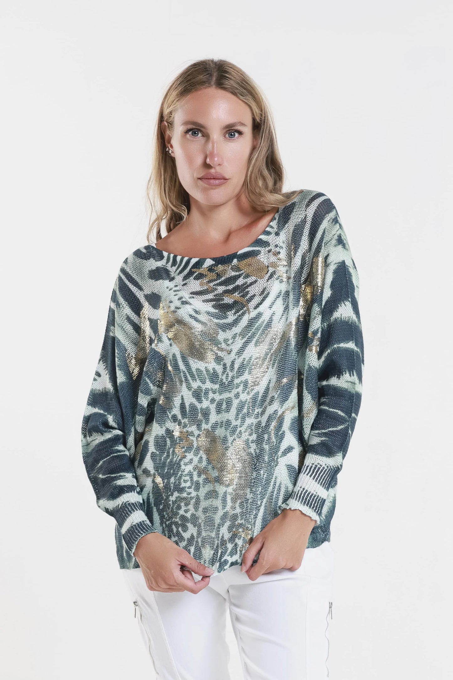 Big/Small Spot Danielle Batwing Open Knit Sweater