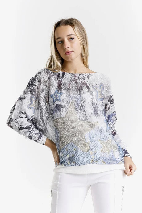 Snake Star Danielle Batwing Open Knit Sweater