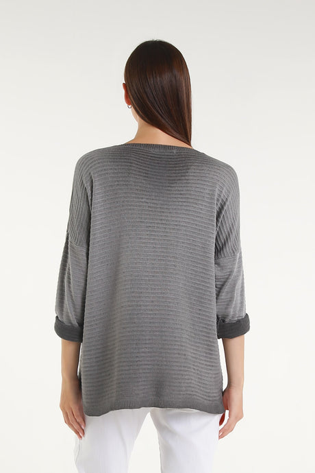 Emilia Metallic Accent Ribbed Knit Top