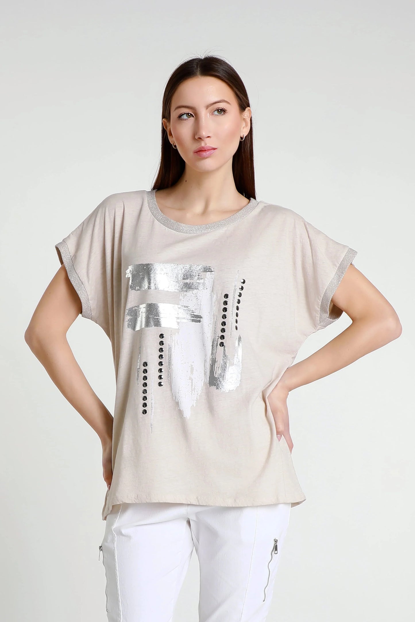 Vanya Abstract Short Sleeve Applique T-Shirt