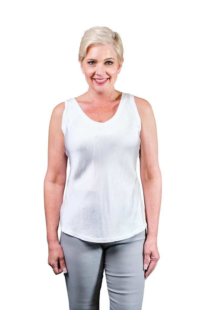 Saphire Viscose White Sheen Tank
