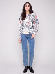 Floral Collage Knit Pullover