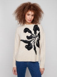 Floral Jacquard Crew Neck Sweater