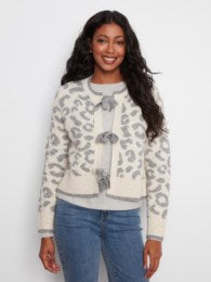 Long Sleeve Bow Tie Front Jacquard Sweater Cardigan