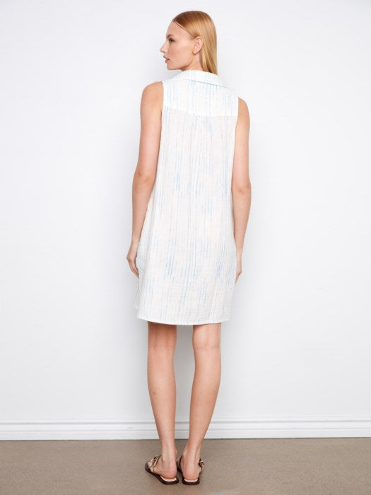 Printed Sleeveless Shirt Dress