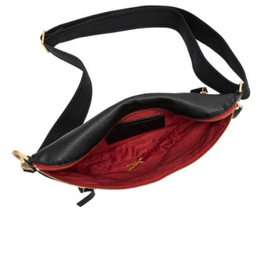 Charles Crossbody lrg Black/Brushed Gold Red Zip