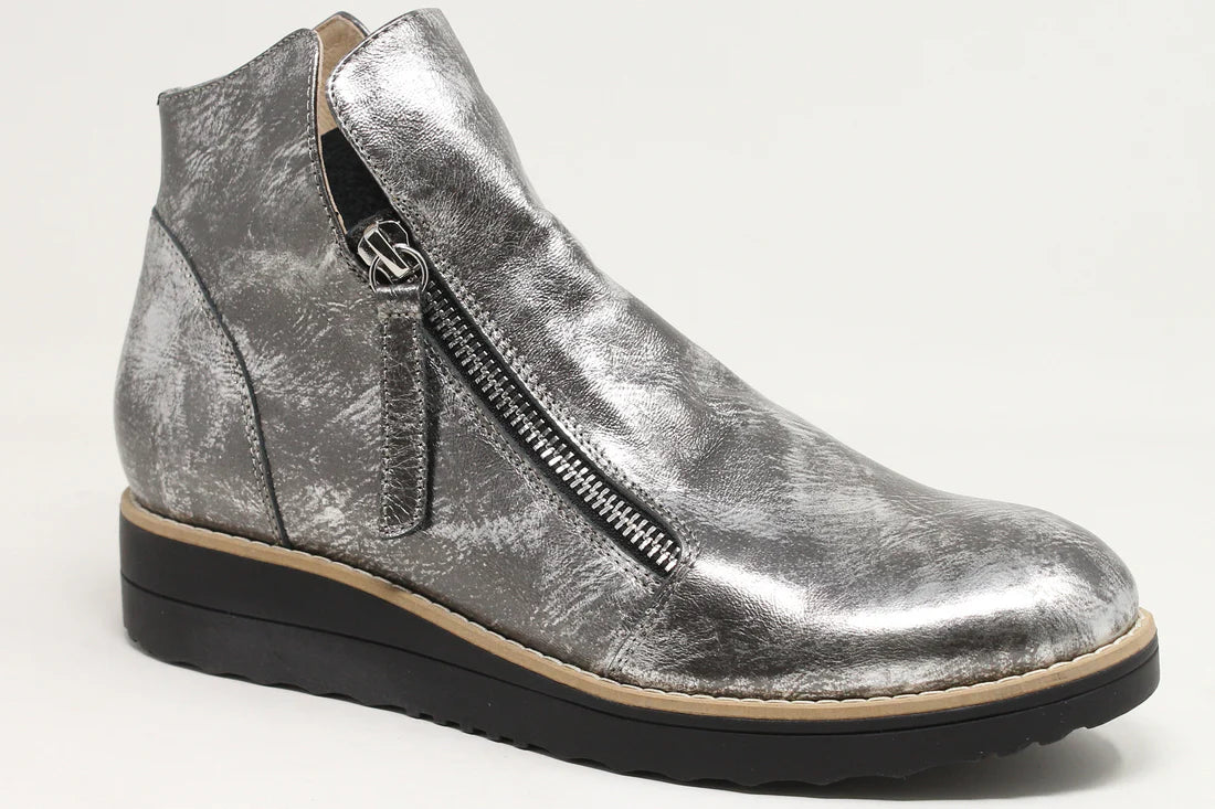 Ohmy Boot Black & Pewter Smudge Leather