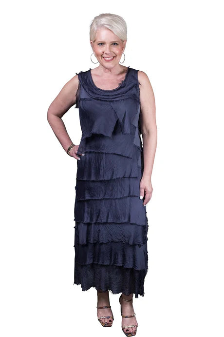 Aleena Silk Maxi Ruffle Dress