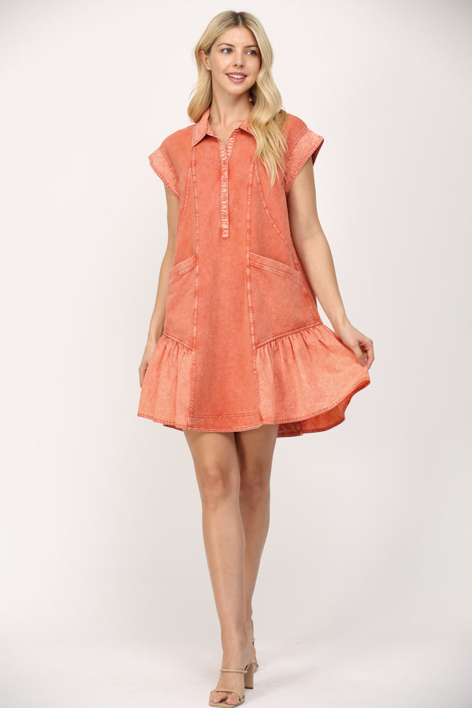 Dusty Orange Mixed Media Dress