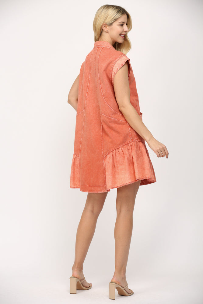 Dusty Orange Mixed Media Dress