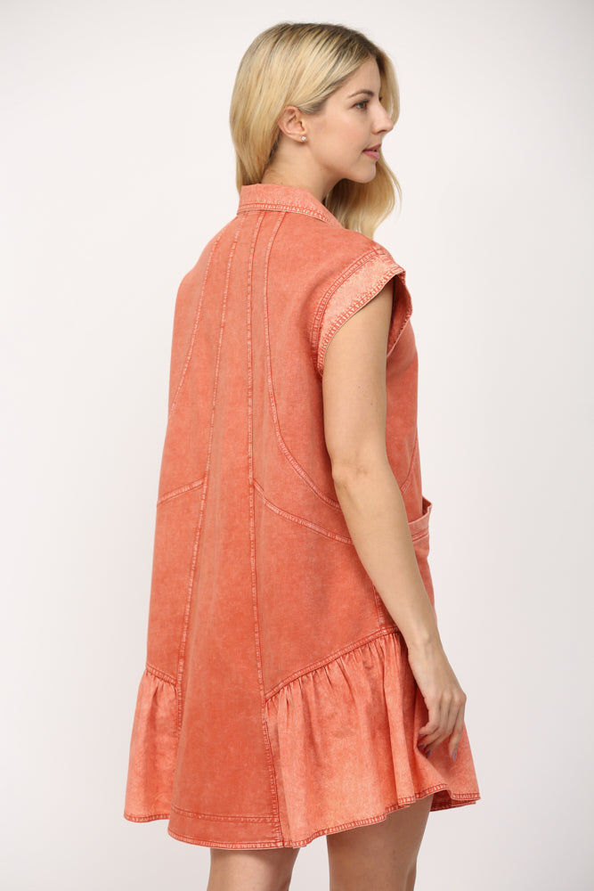 Dusty Orange Mixed Media Dress