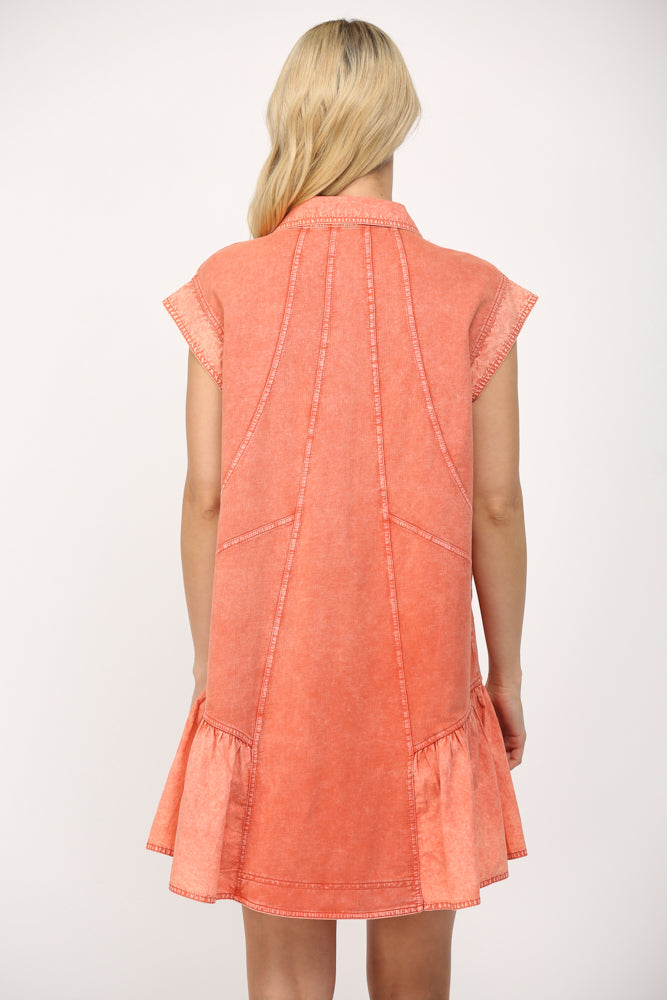Dusty Orange Mixed Media Dress