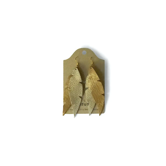 Dove Feather Earrings in Leather