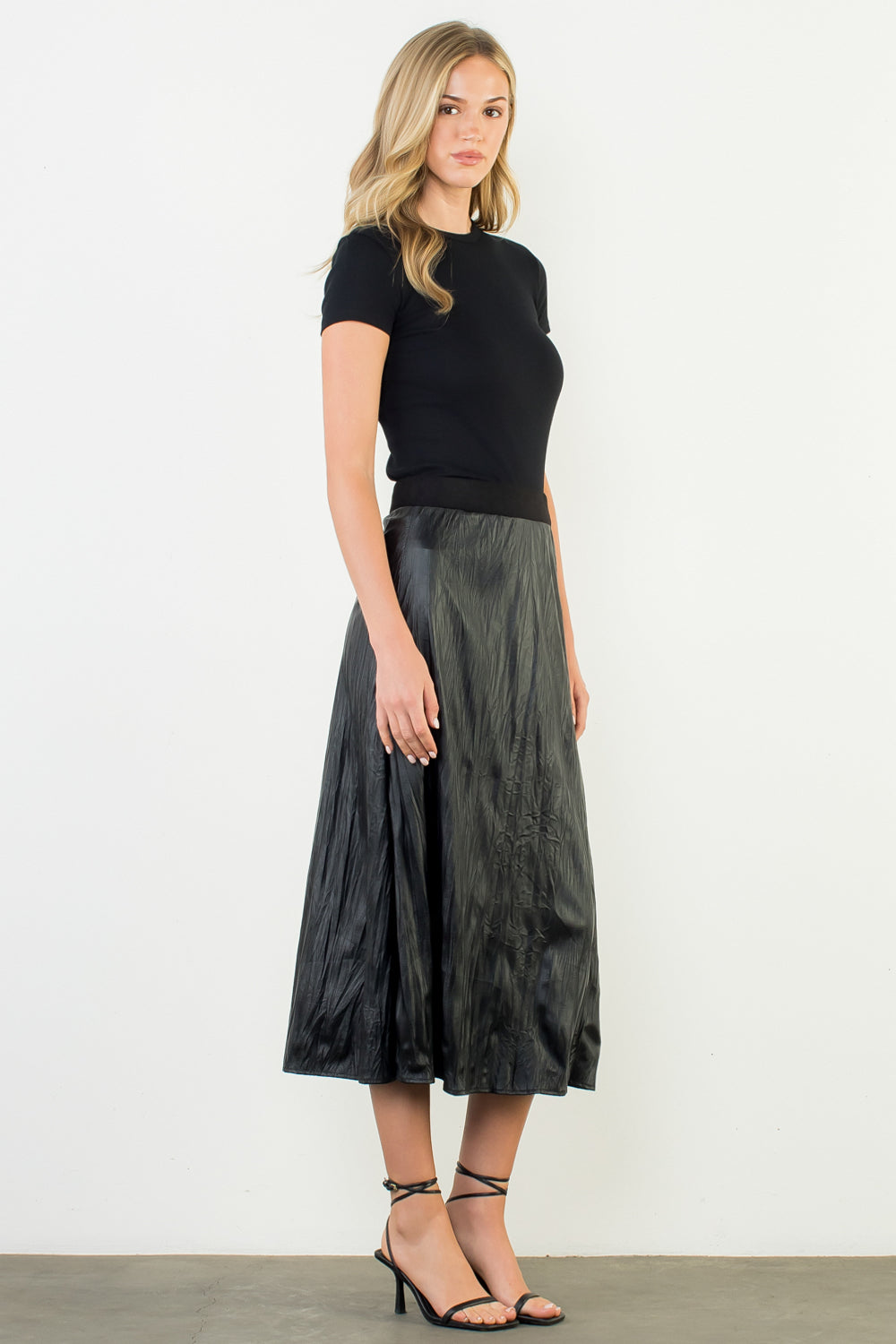 Long Faux Leather Skirt