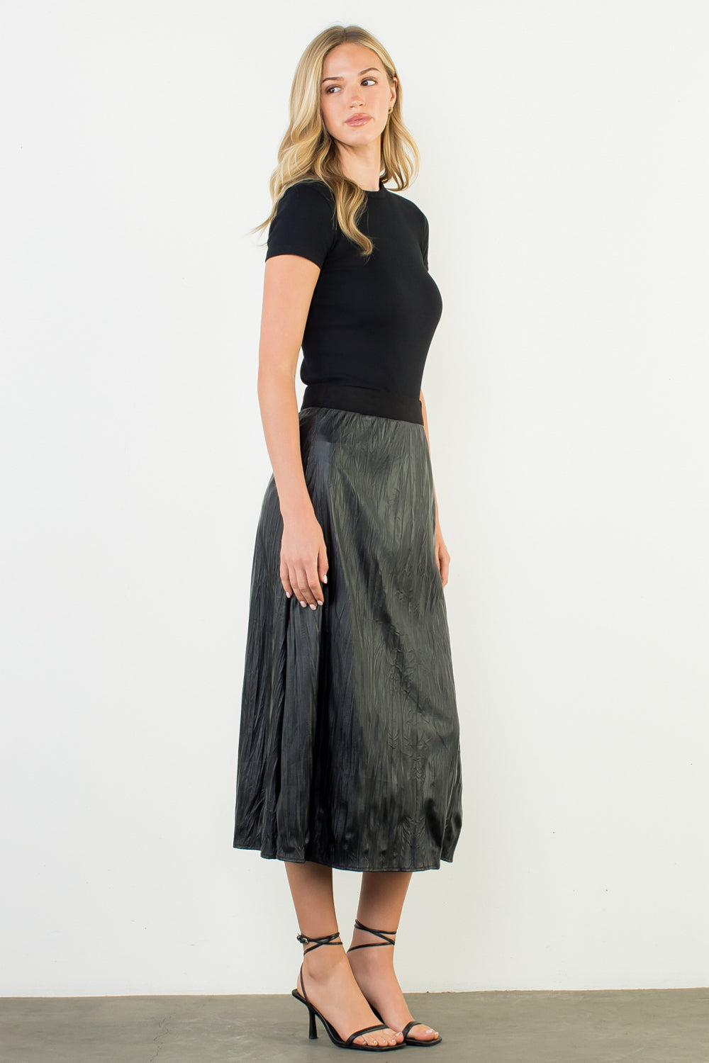 Long Faux Leather Skirt